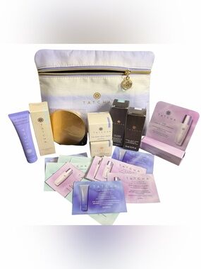 Tatcha Skincare Set with Mirror & Tatcha  Zippered Makeup Bag